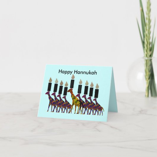 Giraffe Hannukah Menorah Kaarten (Voorkant)