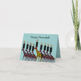 Giraffe Hannukah Menorah Kaarten