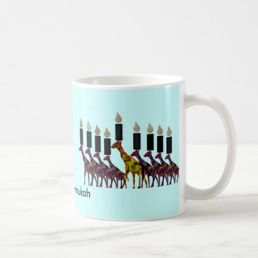 Giraffe Hannukah Menorah Koffiemok (Rechts)