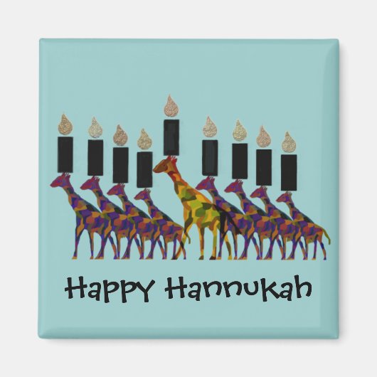 Giraffe Hannukah Menorah Magneten (Voorkant)