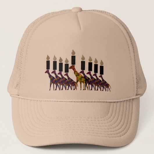 Giraffe Hannukah Menorah Trucker Pet (Voorkant)