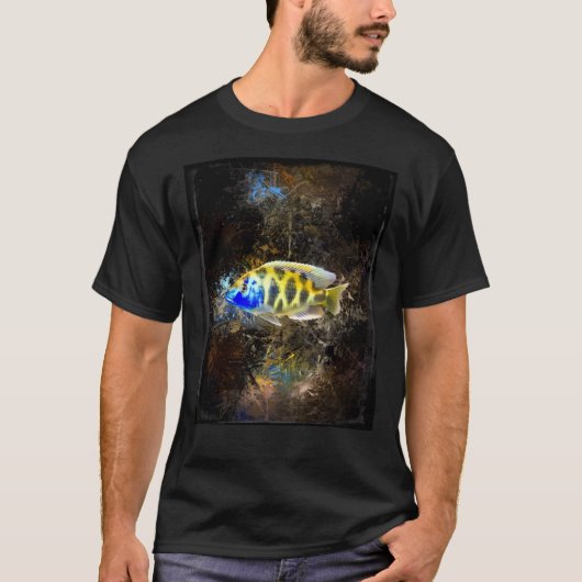 Giraffe Hap African Cichlid Abstract Portrait Grap T-shirt (Voorkant)