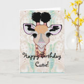 Giraffe Happy Birthday Cutie! Kaart (Gele Bloem)