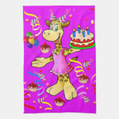 Giraffe Happy Birthday Kitchen Hand Towel Theedoek (Verticaal)