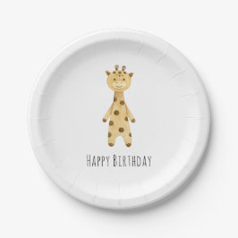 Giraffe "Happy Birthday" schattige minimalist Papieren Bordje