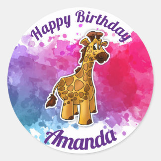 Giraffe Happy Birthday Sticker