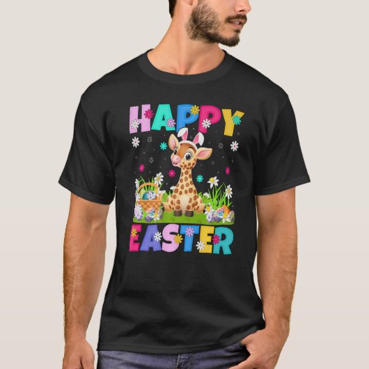 Giraffe Happy Paast Bunny Giraffe Paaszondag T-shirt (Voorkant)