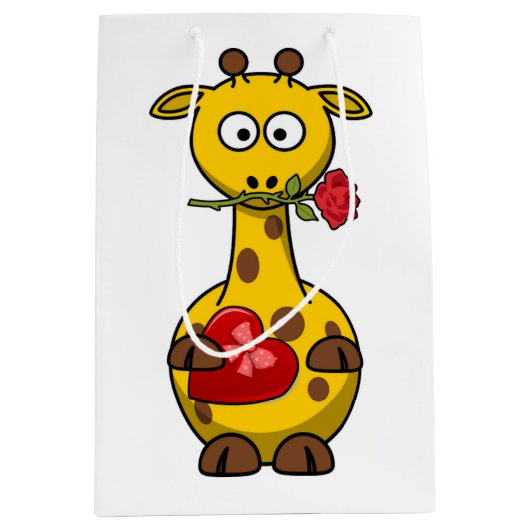 Giraffe "HAPPY VALENTINE'S DAY" Medium Cadeauzakje (Voorkant)