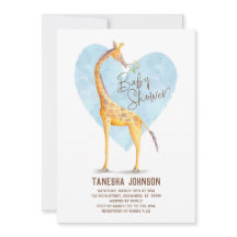 Giraffe Hart Baby shower Uitnodiging