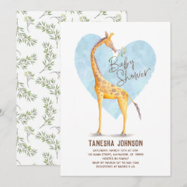 Giraffe Hart Baby shower Uitnodiging