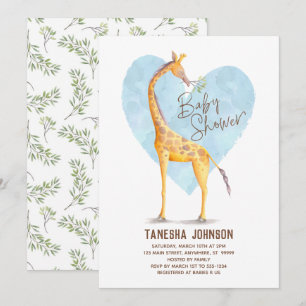 Giraffe Hart Baby shower Uitnodiging