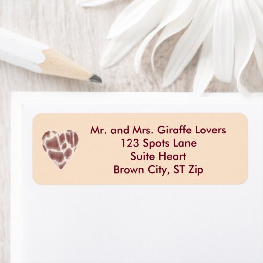 Giraffe Hart Gepersonaliseerde Adresetiketten Etiket (Insitu)