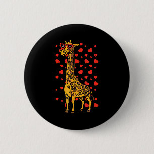 Giraffe Hart Glas Cute Valentijnsdag Dier Liefde Ronde Button 5,7 Cm