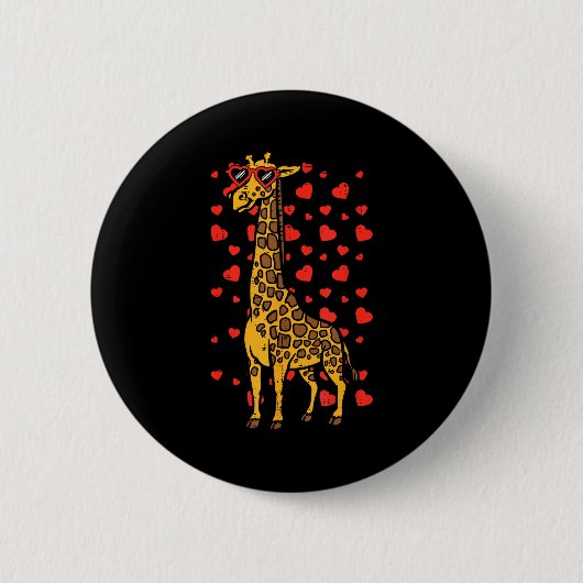 Giraffe Hart Glas Cute Valentijnsdag Dier Liefde Ronde Button 5,7 Cm (Voorkant)