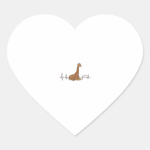 Giraffe Hartslag Vintage Gravure Shirt Ontwerp_1 Hart Sticker