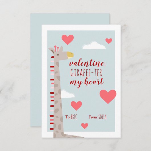 Giraffe Heart Kinder School Classroom Valentijn (Voorkant / Achterkant)