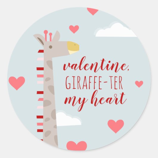 Giraffe Heart Valentijn Pun Ronde Sticker (Voorkant)