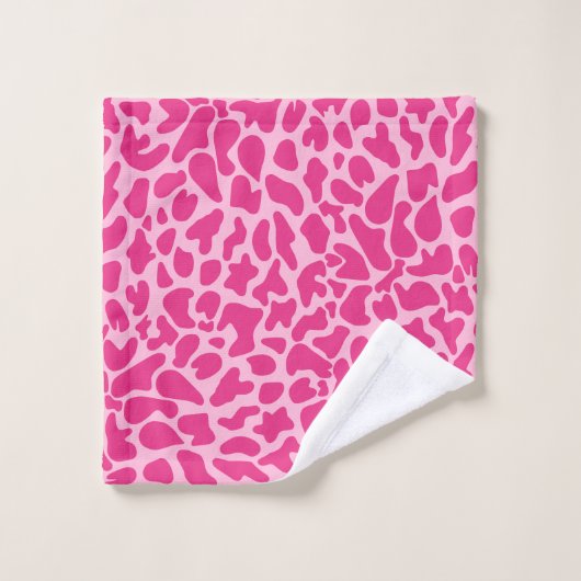 Giraffe Heet roze Monogram Modern Girly Bad Handdoek (Wasdoekje)
