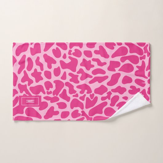 Giraffe Heet roze Monogram Modern Girly Bad Handdoek (Handdoek)