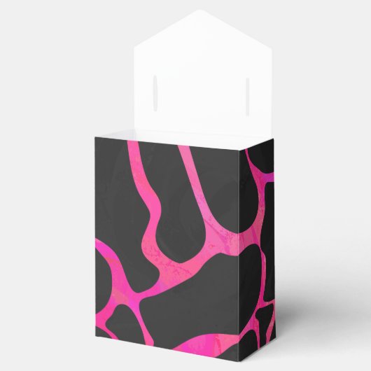 Giraffe Helder Roze en Zwarte Print Bedankdoosjes (Geopend)