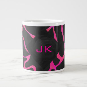 Giraffe Helder Roze en Zwarte Print Grote Koffiekop