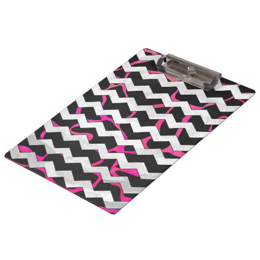 Giraffe Helder Roze en Zwarte Print Klembord (Gekanteld)
