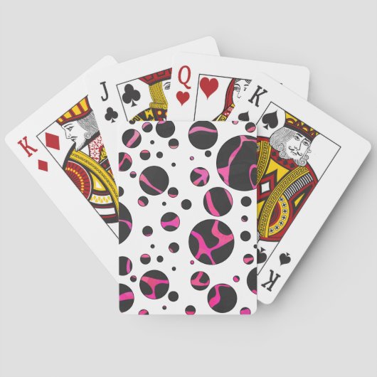 Giraffe Helder Roze en Zwarte Print Speelkaarten (Achterkant)