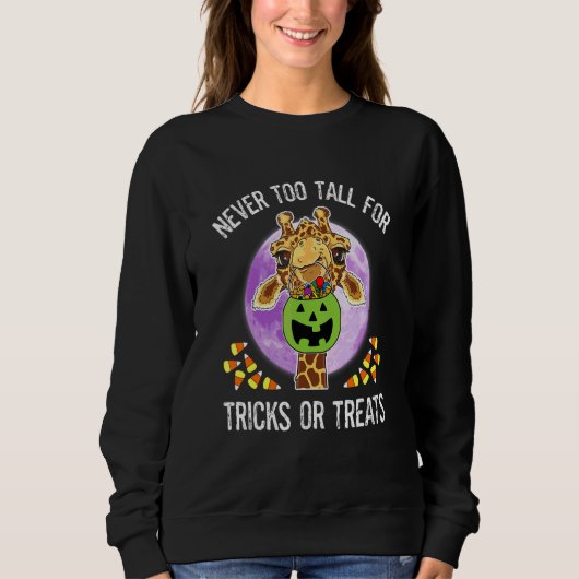 Giraffe Herfst Halloween Snoep Mais Tricks Or Trea Trui (Voorkant)