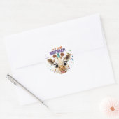 Giraffe Het is mijn verjaardag Ronde Sticker (Envelop)