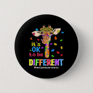 Giraffe Het Is Ok Om Anders Te Zijn Autisme Bewust Ronde Button 5,7 Cm