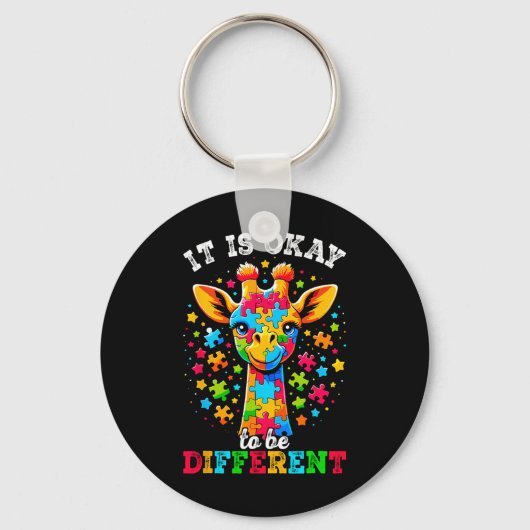 Giraffe Het Is Ok Om Anders Te Zijn Autisme Bewust Sleutelhanger (Voorkant)
