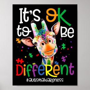 Giraffe Het Is Oké Om Anders Te Zijn Autisme Bewus Poster