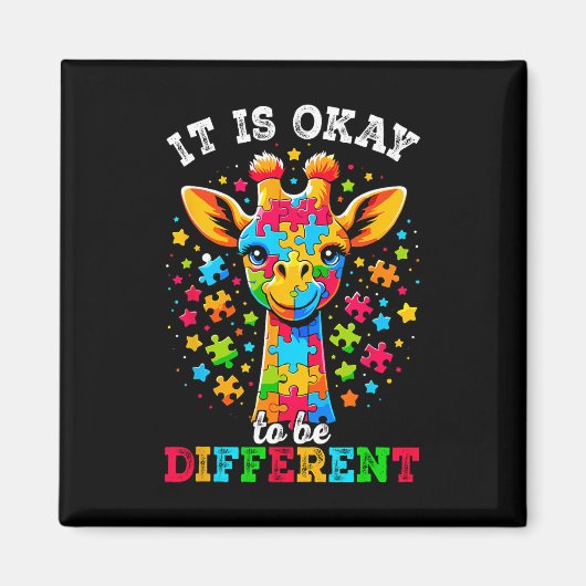 Giraffe Het is oké om een ander autisme bewustzijn Magneet (Voorkant)