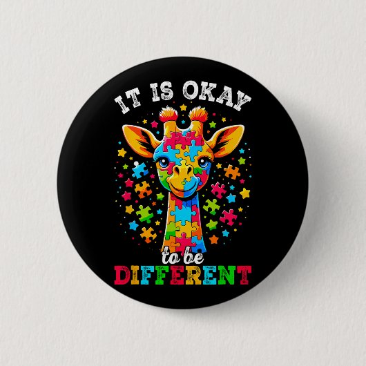 Giraffe Het is oké om een ander autisme bewustzijn Ronde Button 5,7 Cm (Voorkant)