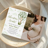 Giraffe Hete Luchtballon Groen Baby shower Foto Kaart