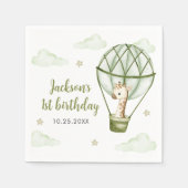 Giraffe Hete Luchtballon Groene Jongen 1e Verjaard Servet (Voorkant)