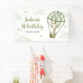 Giraffe Hete Luchtballon Groene Jongen 1e Verjaard Spandoek (Insitu)