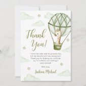 Giraffe Hete Luchtballon Groene Jongen Verjaardag Bedankkaart (Voorkant)
