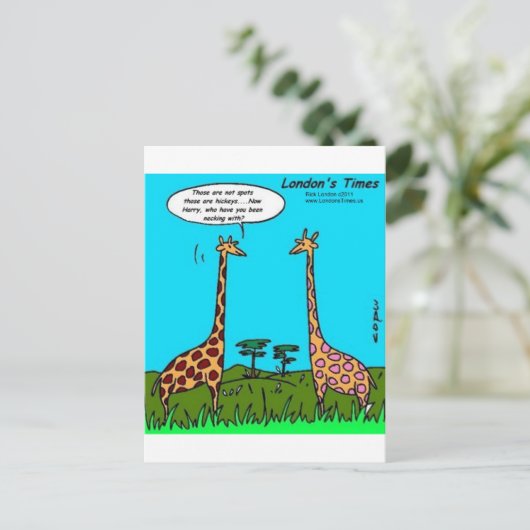 Giraffe Hickeys Funny Gifts T - shirts Mokken & Ka Briefkaart (Staand voorkant)