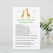 Giraffe Hoe goed ken je het baby shower spel? (Staand voorkant)
