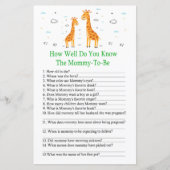 Giraffe Hoe goed ken je het baby shower spel? (Voorkant)