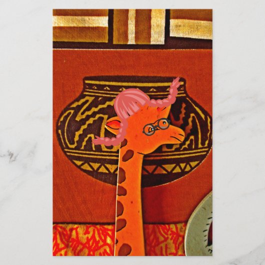 Giraffe Hoed Kunstprint Briefpapier (Voorkant)
