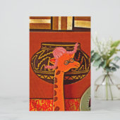 Giraffe Hoed Kunstprint Briefpapier (Staand voorkant)