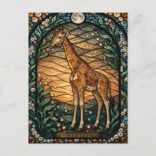 Giraffe Hoge Savanne Illumina Gebrandschilderd Gla Briefkaart