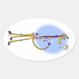 GIRAFFE & HONINGBIJENTHEE door Jeff Willis Ovale Sticker