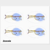 GIRAFFE & HONINGBIJENTHEE door Jeff Willis Ovale Sticker (Vel)