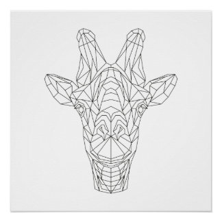 Giraffe hoofd Geometrische zwarte & witte moderne  Poster