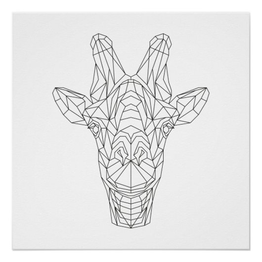 Giraffe hoofd Geometrische zwarte & witte moderne  Poster (Voorkant)