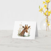 Giraffe Hoofd met Bloemen BLANK Kaart (Gele Bloem)