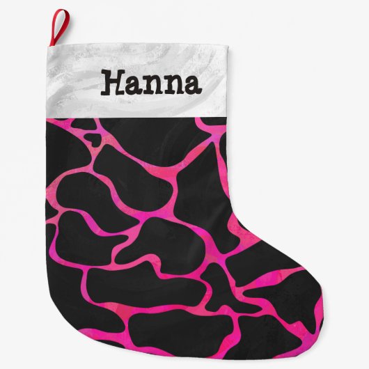 Giraffe Hot Pink en Black Grote Kerstsok (Voorkant)